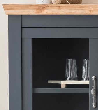 Furn.Design Buffet Ribera (Buffetschrank in matt grau mit Wotan Eiche, 110 x 201 cm) mit Weinregal, Soft-Close-Funktion