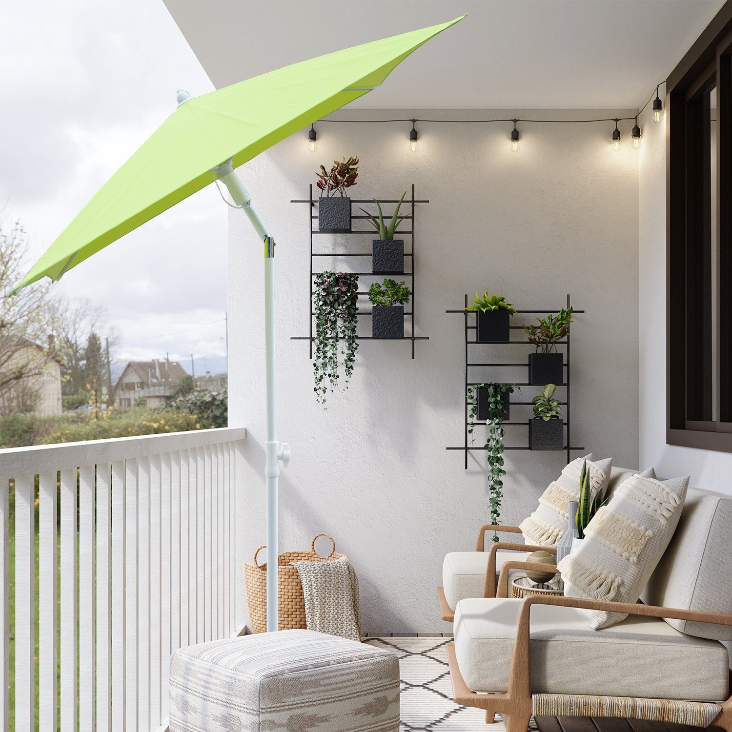 Sekey Sonnenschirm Rechteckig Höhenverstellbar Balkonschirm Knickbar, mit Schutzhülle, LxB: 180,00x125,00 cm, Sonnenschutz UPF50+, Kippbar, Höhenverstellbar Sonnenschirm Balkon