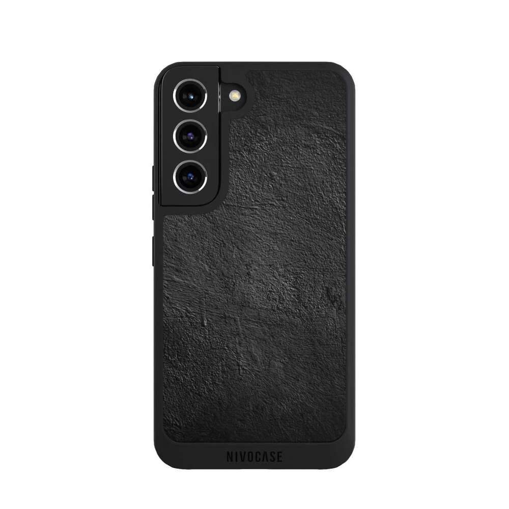 NIVOCASE Handyhülle Beton Wand Stein Betonwand schwarz, Samsung Galaxy S22 Handyhülle Hülle NIVOpure Case Schwarz