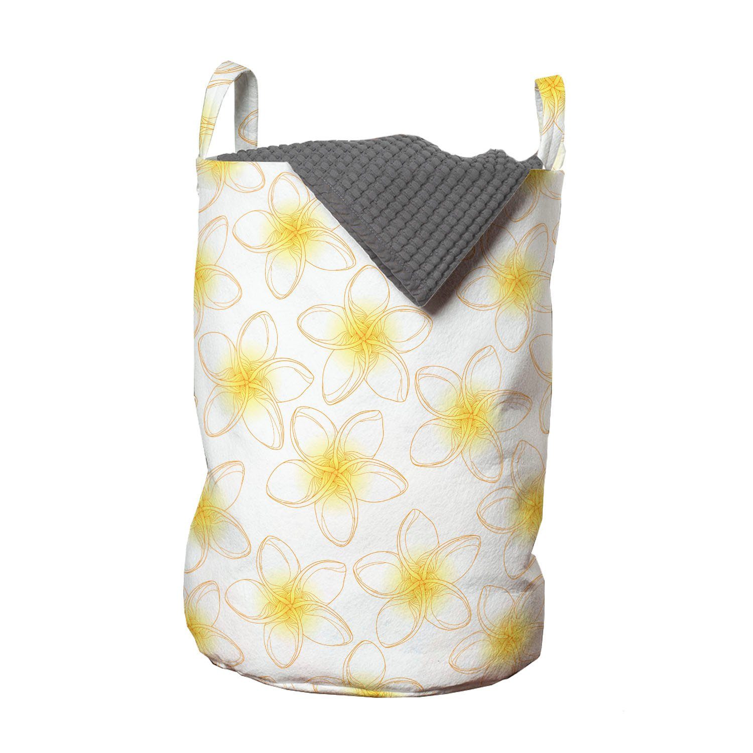 Abakuhaus Wäschesäckchen Wäschekorb mit Griffen Kordelzugverschluss für Waschsalons, Blumen Frangipanis mit Konturen