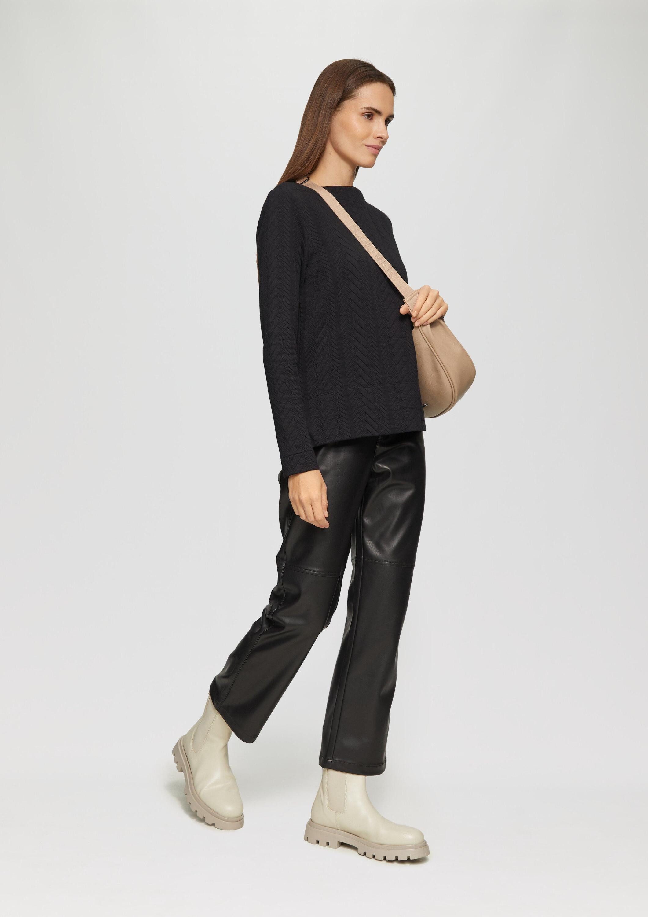 s.Oliver Sweatshirt Sweatshirt Strukturiertes Jacquard-Sweatshirt mit U-Boot-Ausschnitt
