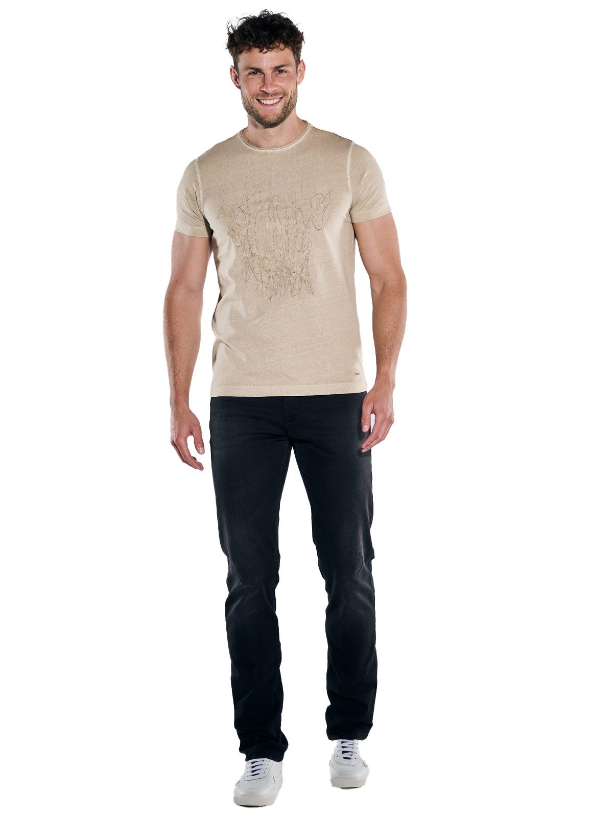 emilio adani T-Shirt Herren T-Shirt uni, Braunbeige