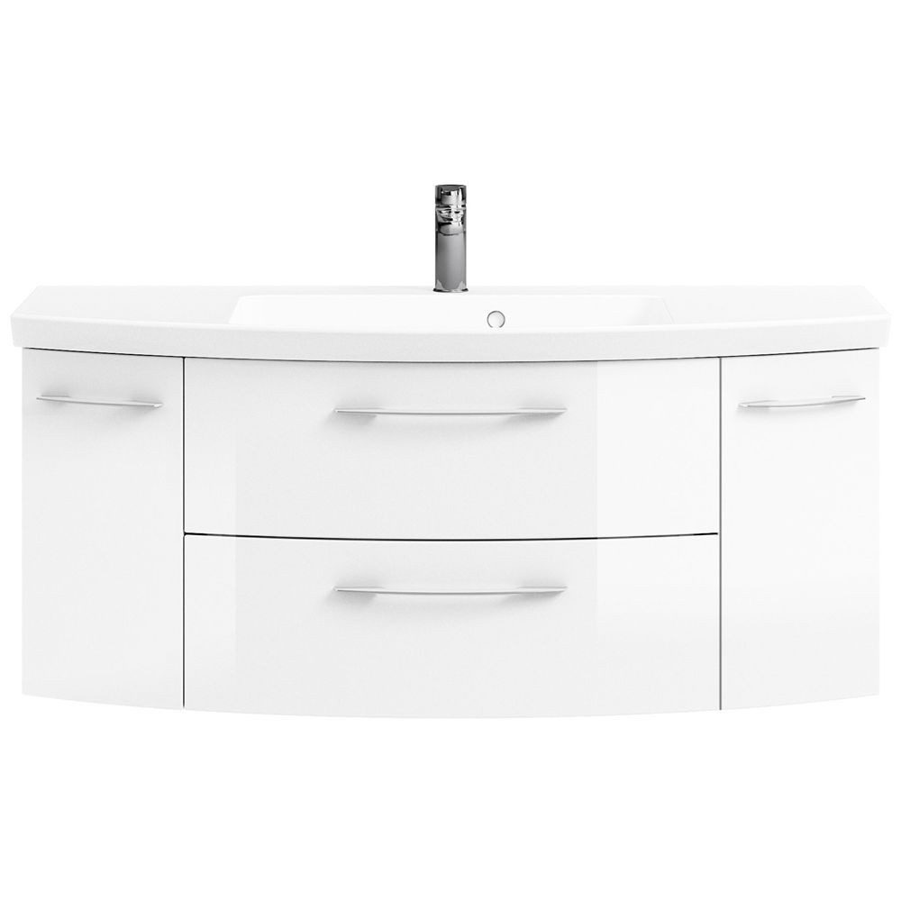 Lomadox Waschtisch CERVIA-66, unterschrank 121cm inkl. Waschbecken in Hochglanz weiß 121/48/50,5 cm