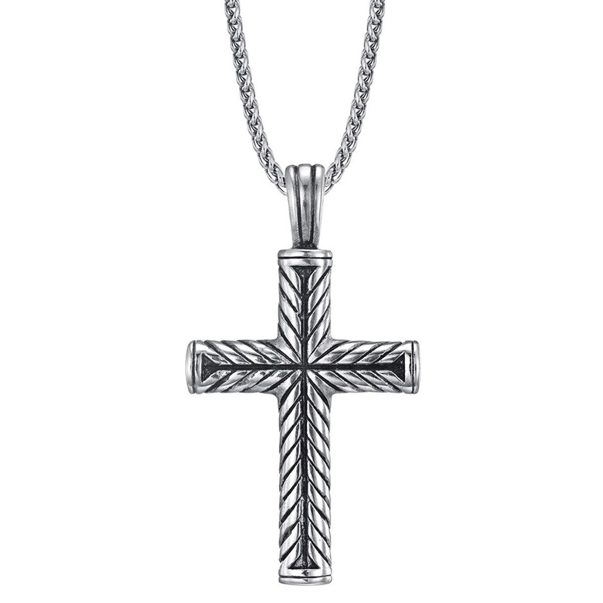 KARMA Kette mit Anhänger Herrenkette Kreuz Männerkette Halskette Silber Ede günstig online kaufen