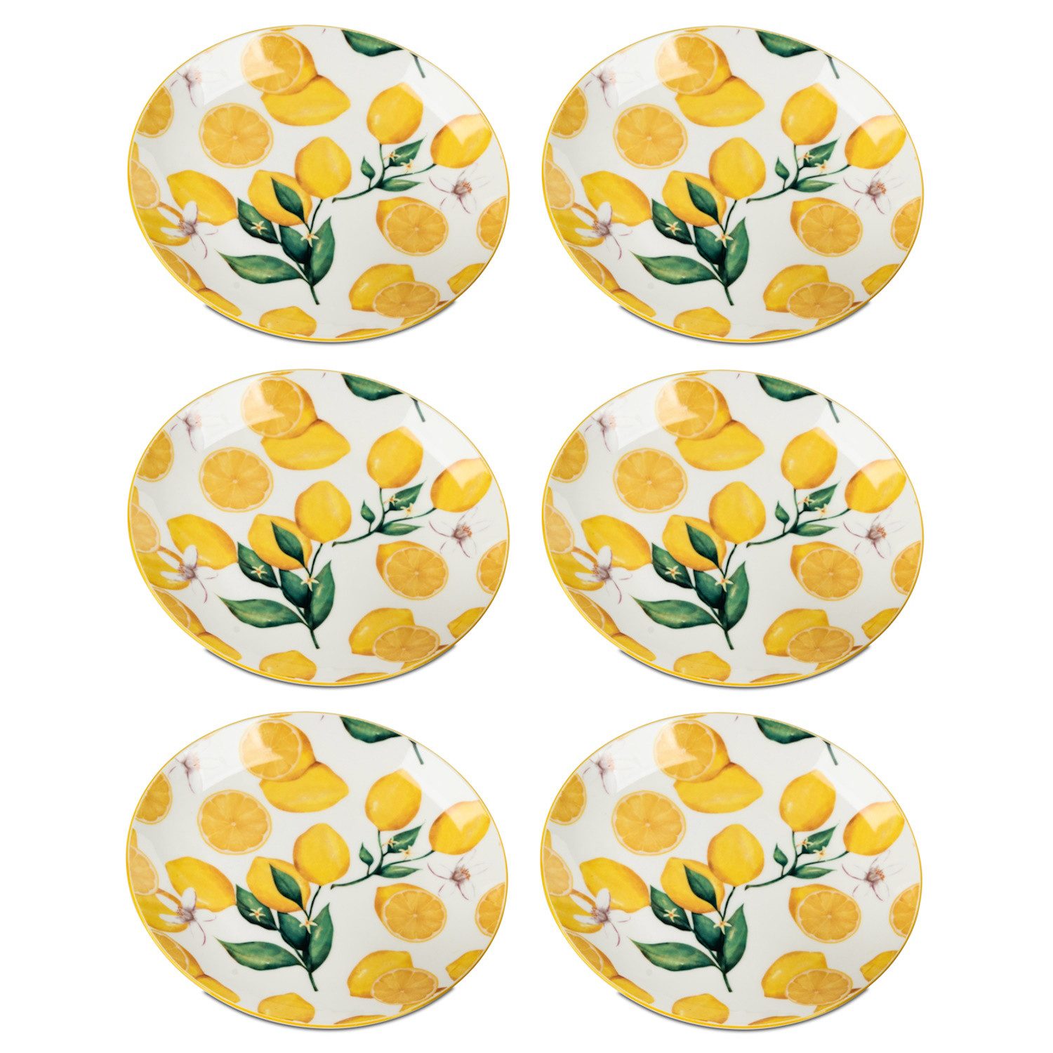 formano Frühstücksteller Fresh Lemon, Spülmaschinengeeignet, Weiß, Zitronen, H: 2cm