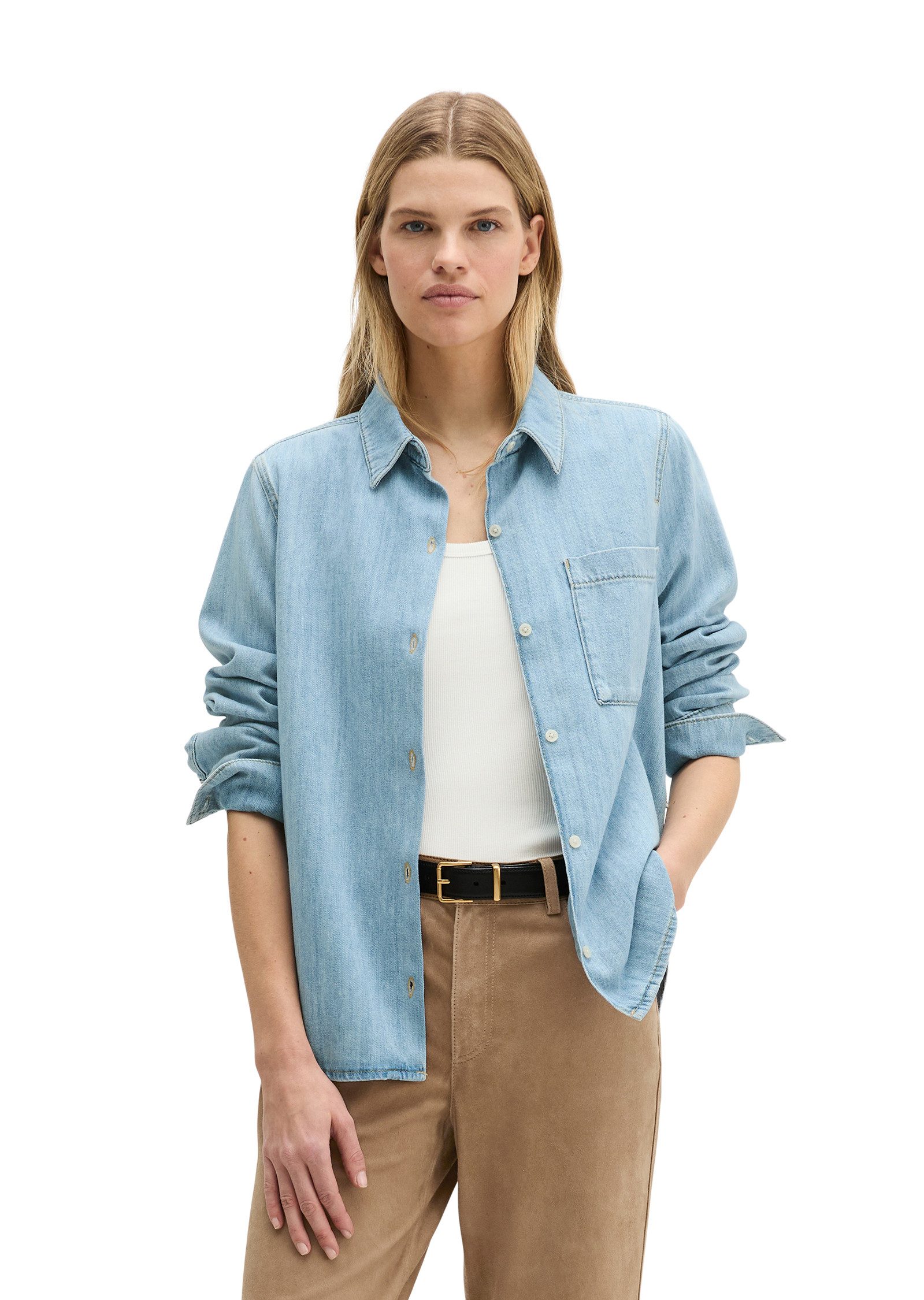 Marc O'Polo Jeansbluse aus fließendem Organic Cotton