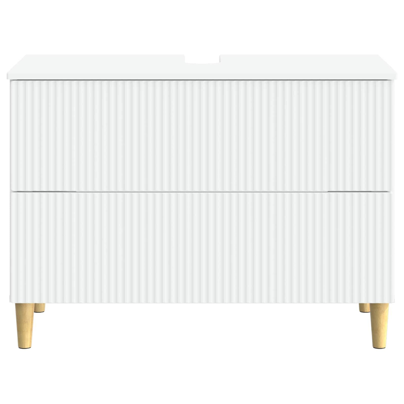 vidaXL Badezimmer-Set Waschbeckenschrank ARNHEM Weiß 82 x 41 x 59 cm Holzwerkstoff – Bild 4 von 5