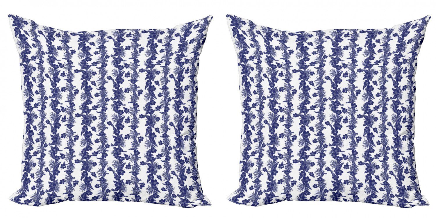 und Abakuhaus Digitaldruck, Stück), Accent Doppelseitiger Modern Blau Hibiscus Kissenbezüge Luau Weiß (2