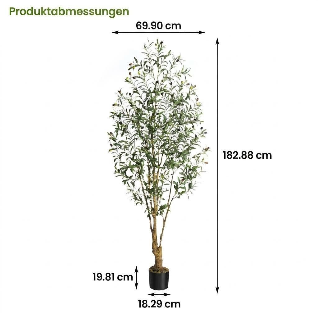 Kunstbaum Künstlicher Olivenbaum Künstliche Pflanzen 120/150/180cm, GarveeMore, Höhe 180 cm – Bild 3 von 5