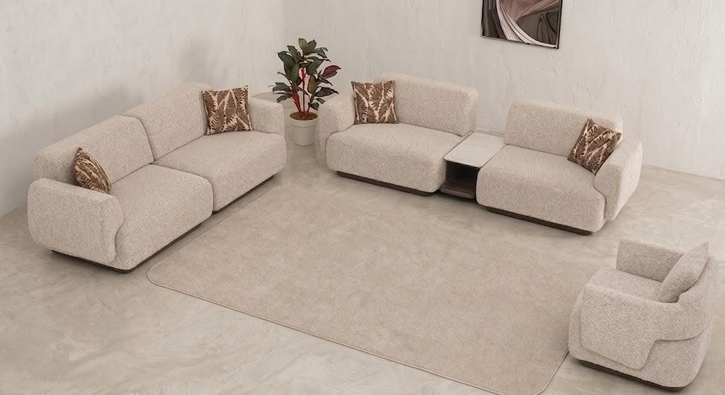 Xlmoebel Polstergarnitur Modernes weißes Sofa Set mit bequemem Sessel und Stauraum, (3-tlg), Made in Europa