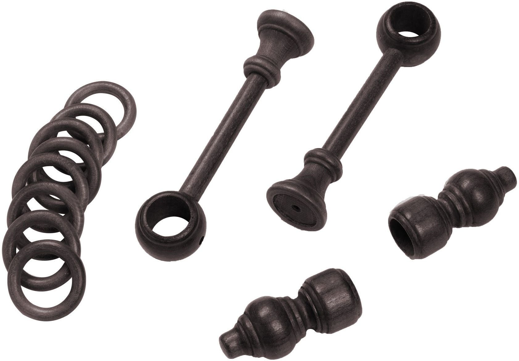 SN DECO GROUP Gardinenstange Filigrano, 1-läufig, Fixmaß, mit Bohren, verschraubt, Holzwerkstoff, 28 mm, Holz, verschiedene Längen und Farben, Komplettset – Bild 4 von 5