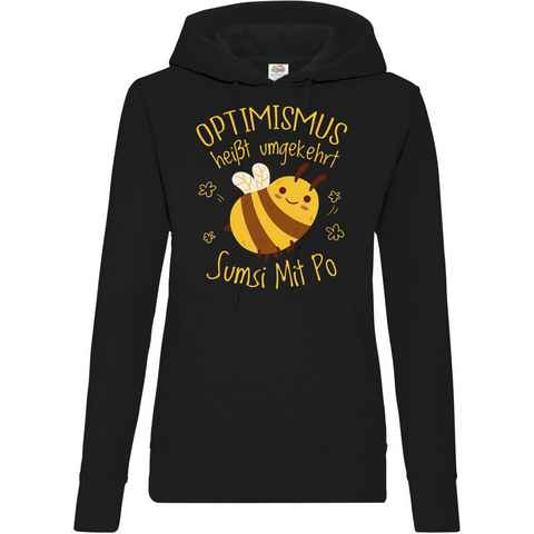 Youth Designz Kapuzenpullover Optimismus heißt umgekehrt Sumsi Mit Po Damen Hoodie Pullover mit lustigem Spruch und Logo Aufdruck