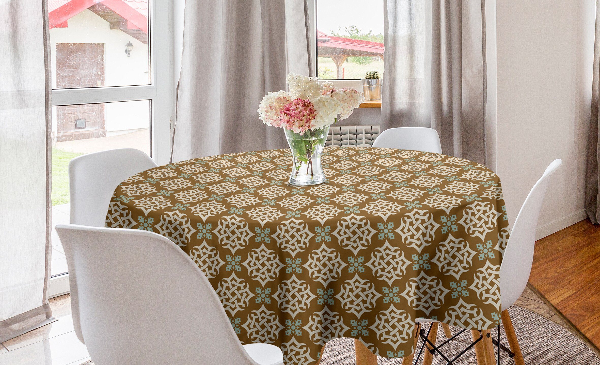 Abakuhaus Tischdecke Kreis Tischdecke Abdeckung für Esszimmer Küche Dekoration, orientalisch Nahöstliche Motive