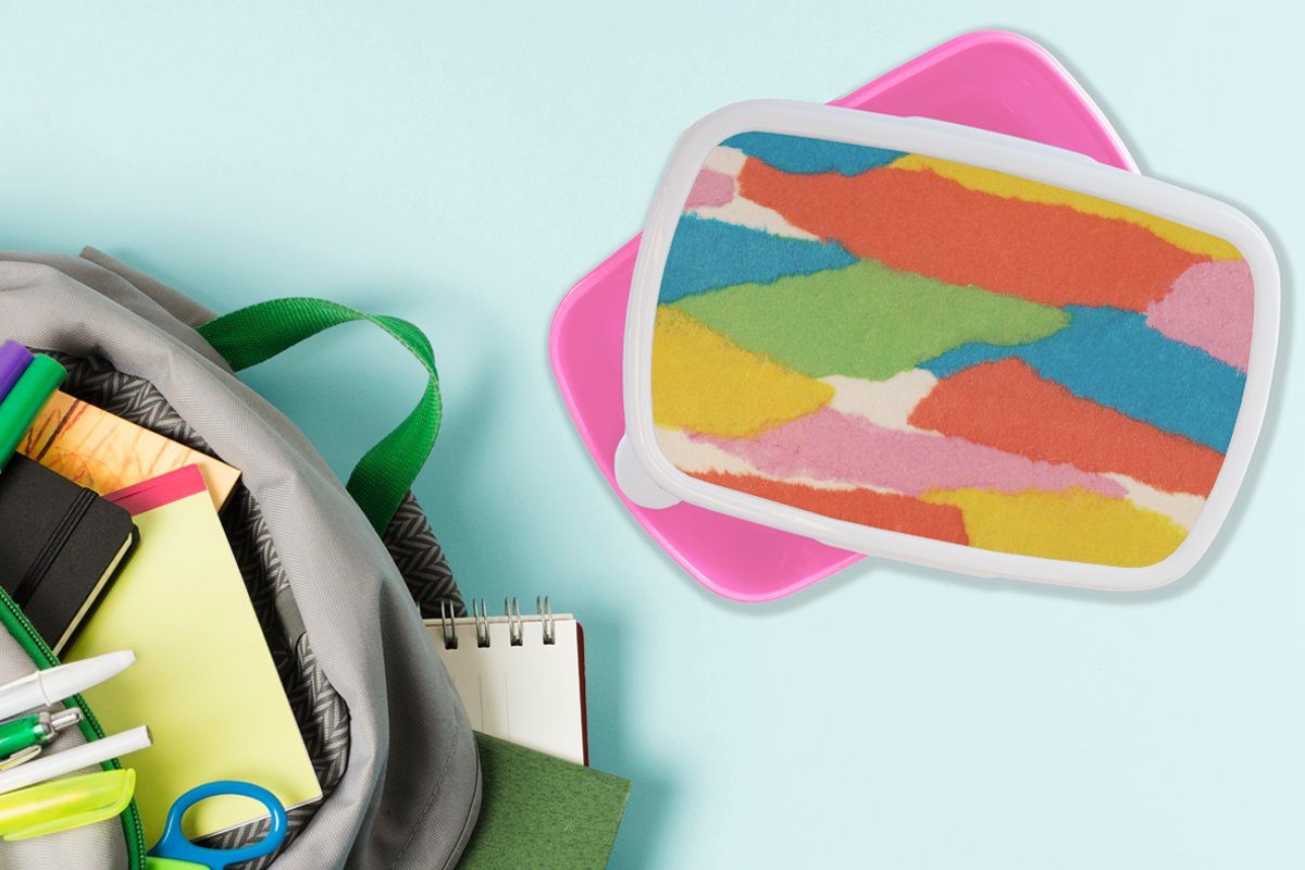Abstrakt - (2-tlg), Rot Grün Snackbox, Retro, rosa - Mädchen, Lunchbox - Kinder, Kunststoff Kunststoff, MuchoWow Brotbox - Brotdose Erwachsene, für Formen