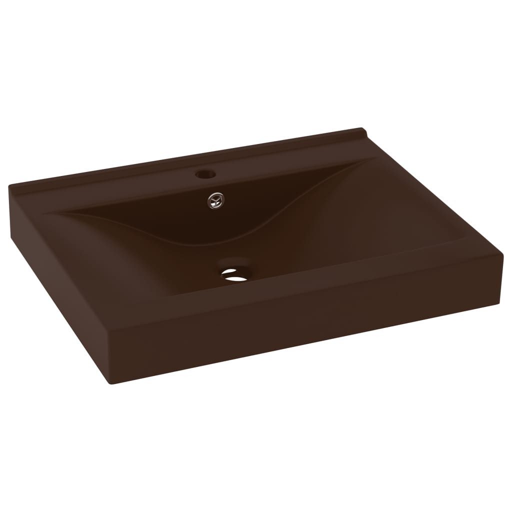 vidaXL Waschbecken NA Waschbecken Badezimmer Einbauwaschbecken mit Hahnloch Matt-Dunkelbr