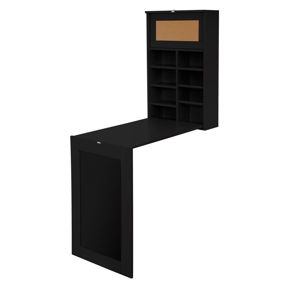 ML-DESIGN Schreibtisch Wandtisch Klapptisch Wandmontage Klappschreibtisch Laptoptisch, Klappschreibtisch Schwarz mit Regal 78x92x73,5cm Esstisch