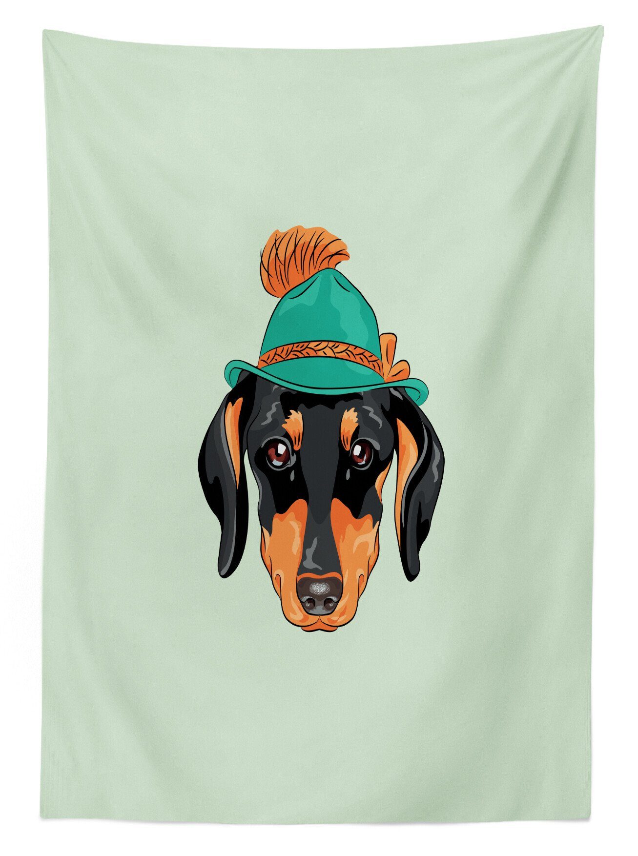 Tischdecke Farbfest Klare Waschbar den Hipster-Hund geeignet Dackel Abakuhaus Außen Farben, und Hut Bereich Für
