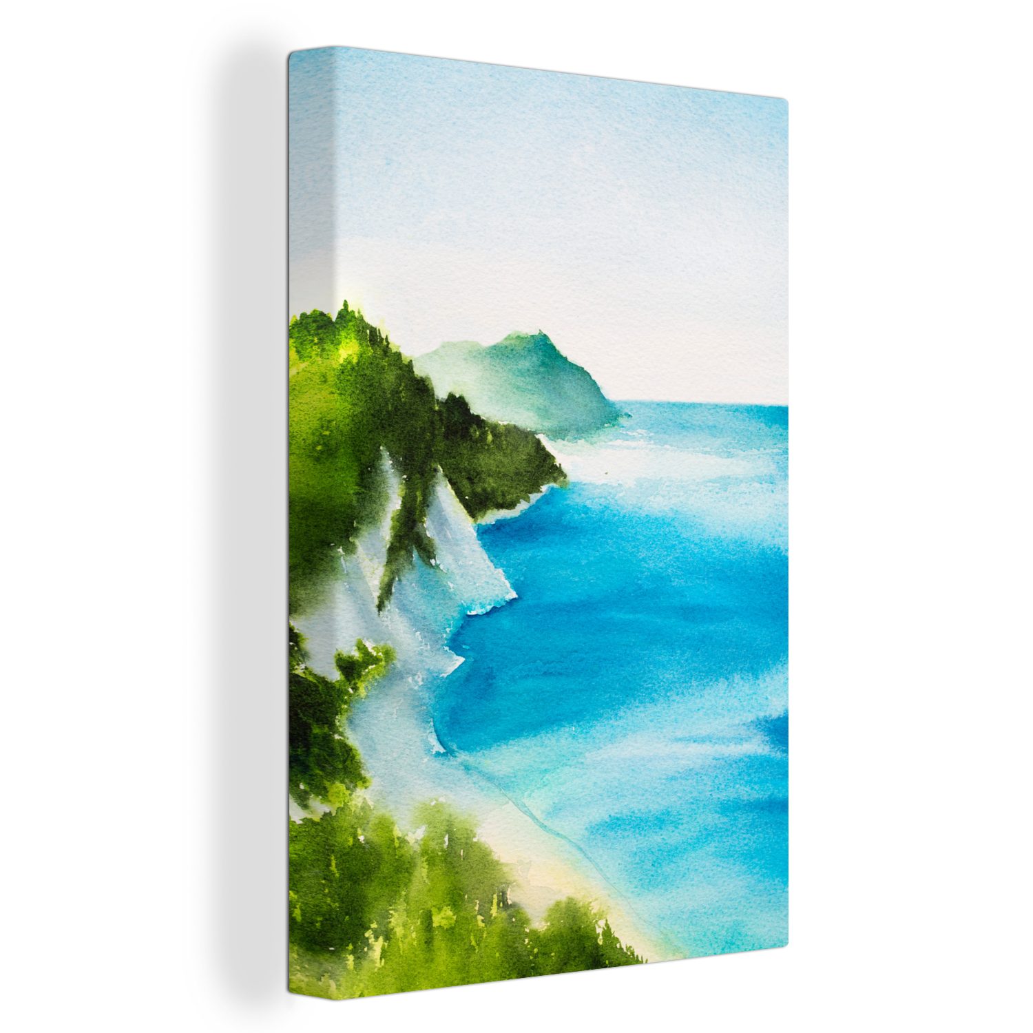 cm Leinwandbild (1 - OneMillionCanvasses® Zackenaufhänger, St), Meer bespannt - fertig Strand inkl. Gemälde, 20x30 Leinwandbild Berge,
