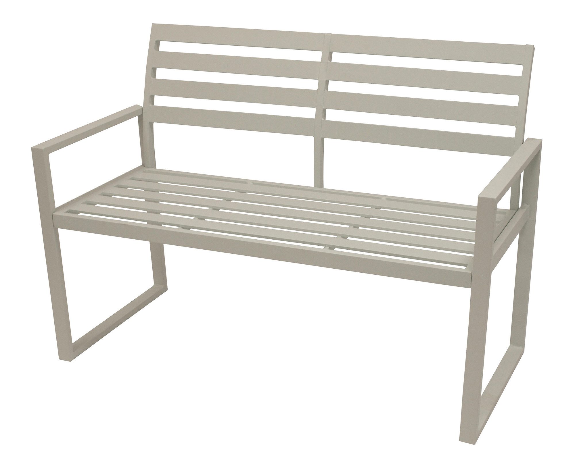 TPFGarden Gartenbank RUGBY (2-Sitzer Holzbank aus Aluminium, mit Armlehnen, Robuste und gemütliche Outdoor Bank weiß), Hochwertige Bank mit den Maßen (BxHxT): 122 x 87 x 59 cm