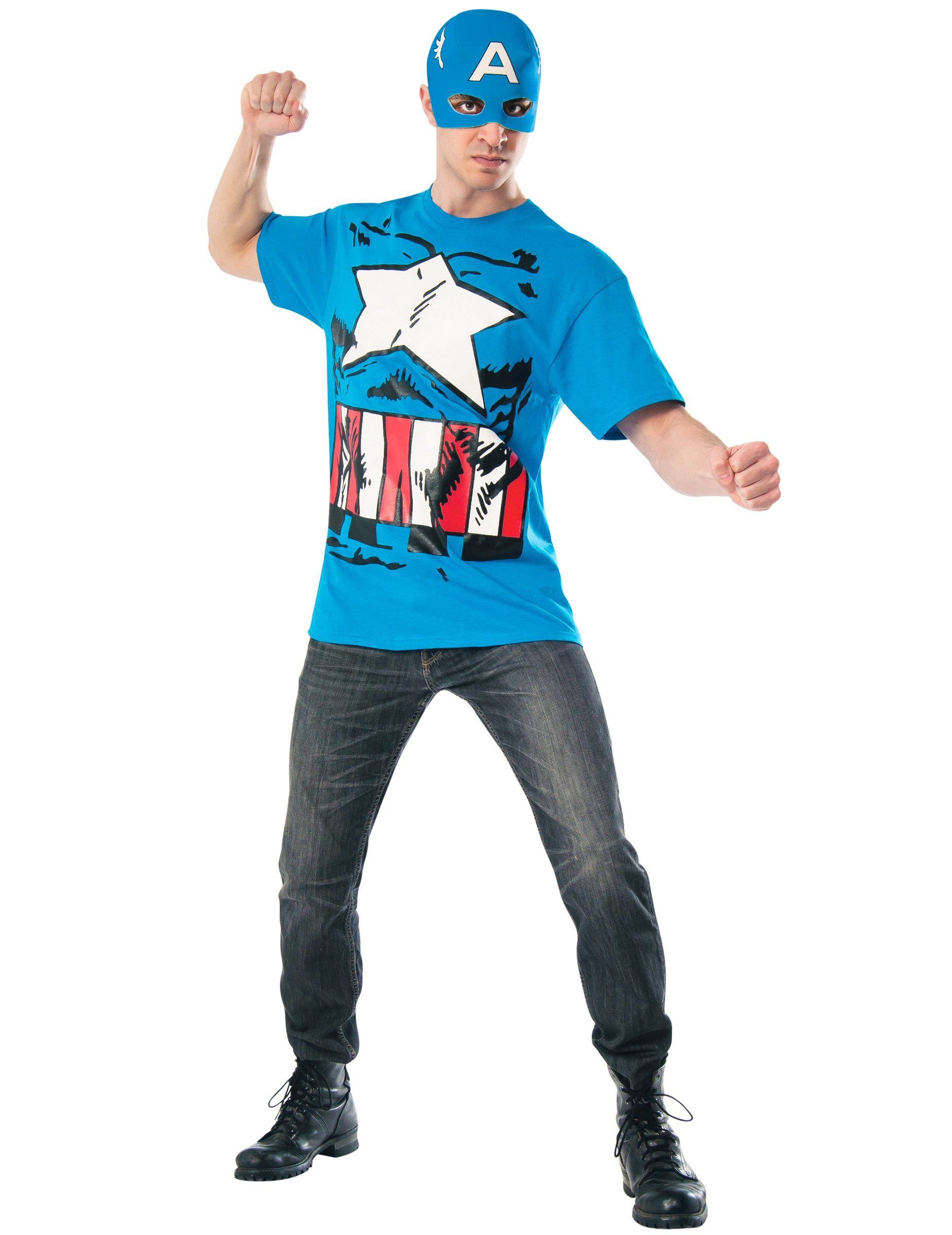 Kostüm Captain America aus The Avengers - Kostüm und Maske blau
