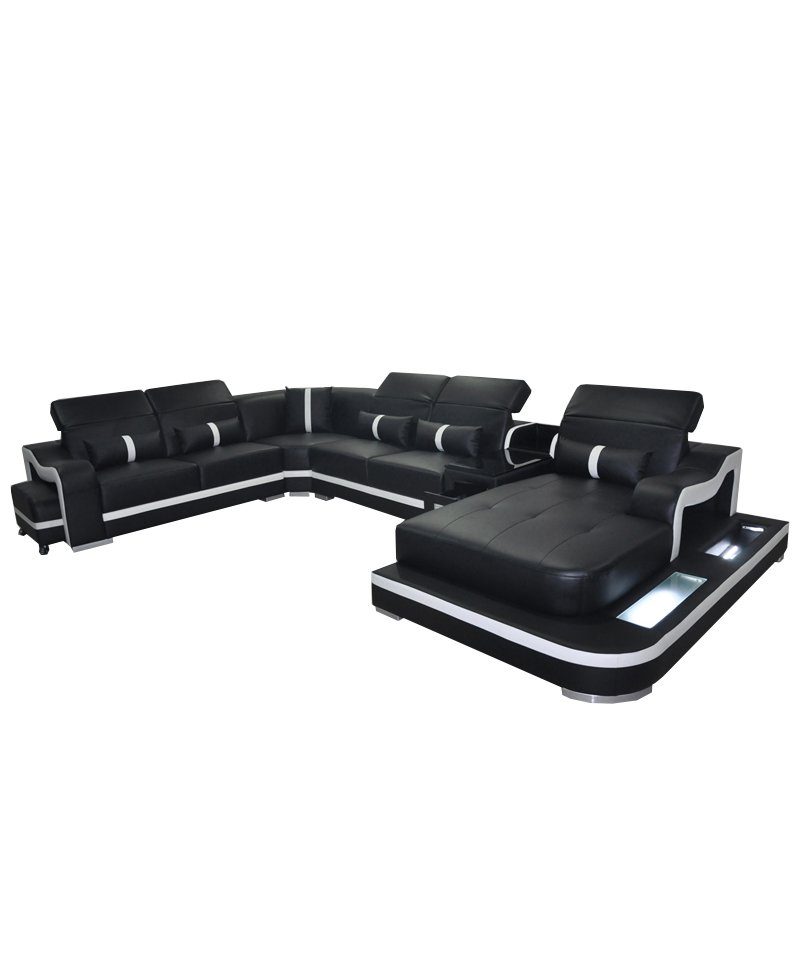 JVmoebel Ecksofa, Ledersofa Couch Design Wohnlandschaft U-Form Sofa Ecke Modern