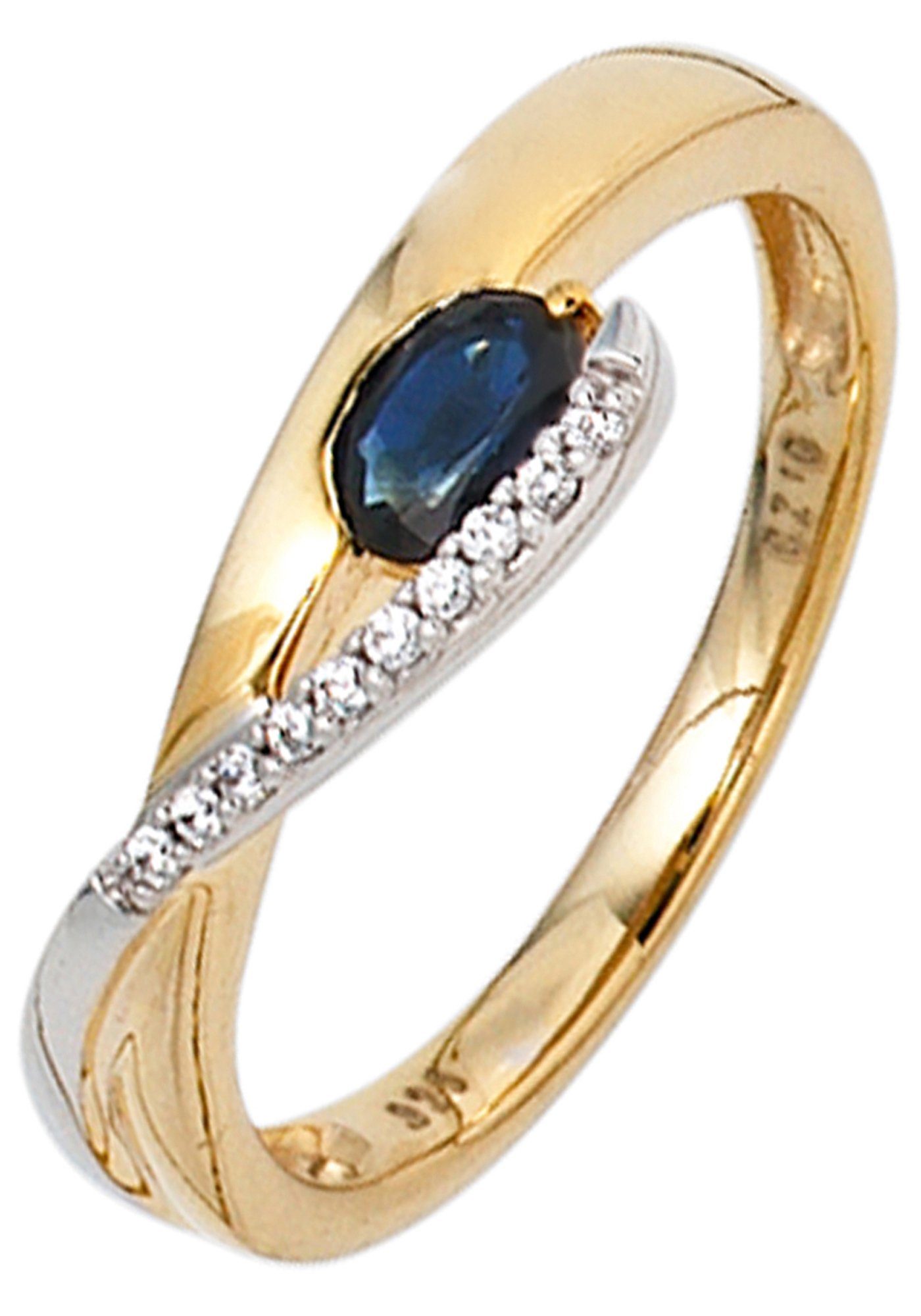 Goldring Saphir-Ring mit Zirkonia