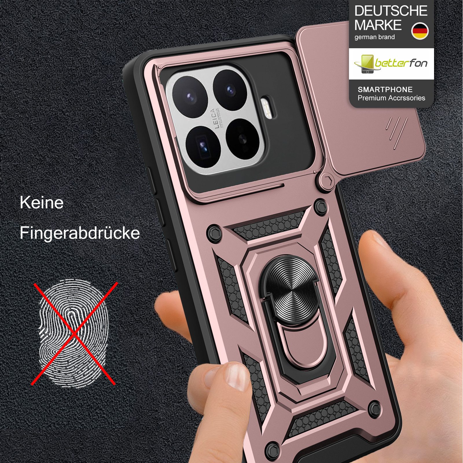 betterfon Handyhülle für Xiaomi Modelle Hülle mit Kameraschutz Ringhalter, Outdoorhülle mit Smartstand Kameraschutz und Silikonkern – Bild 2 von 5