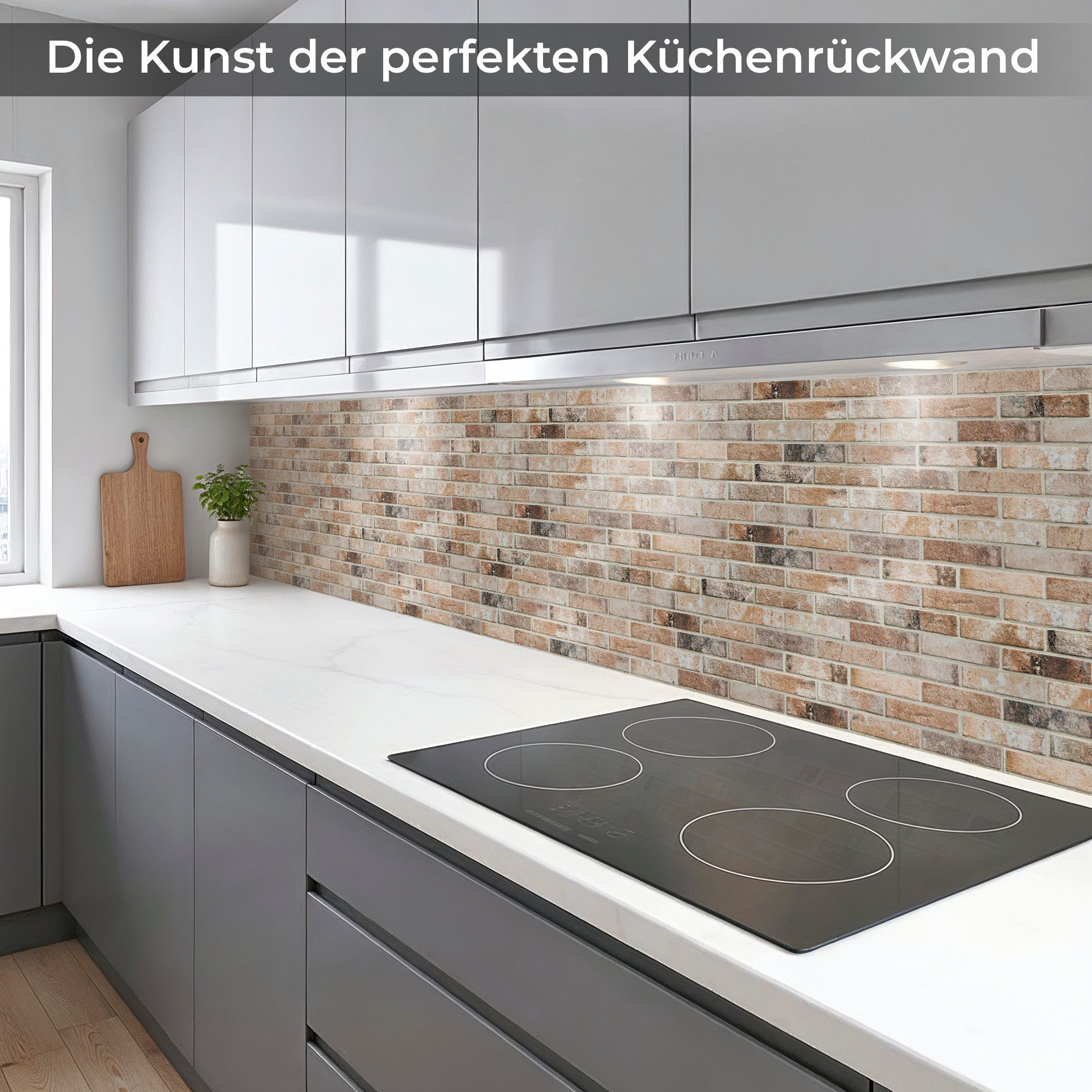 Rodnik Küchenrückwand Steinoptik Ziegelwand Braun, monolithische ABS-Platte mit Direktdruck, formstabil und langlebig