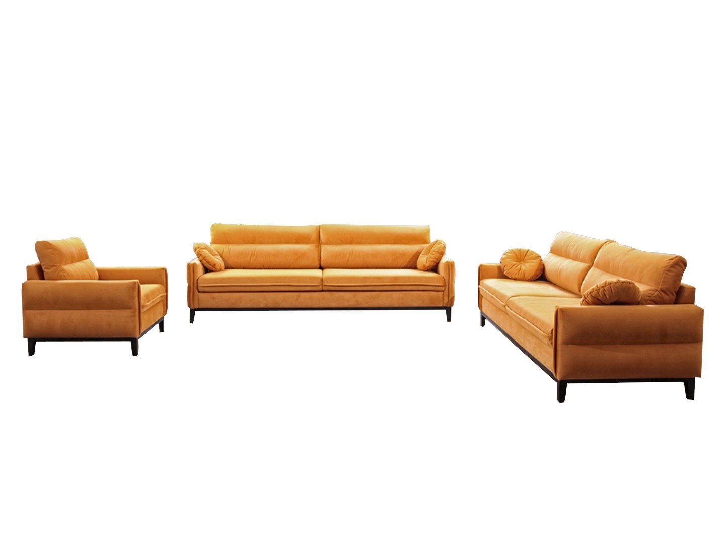 MOEBLO Polstergarnitur ESTELA 3+2+1, (Stoff Samt (Velour) Glamour Wohnlandschaft Sofa Couch Garnitur, Polstermöbel-Set Ohrensofa 3 Sitzer, 2 Sitzer und Sessel)