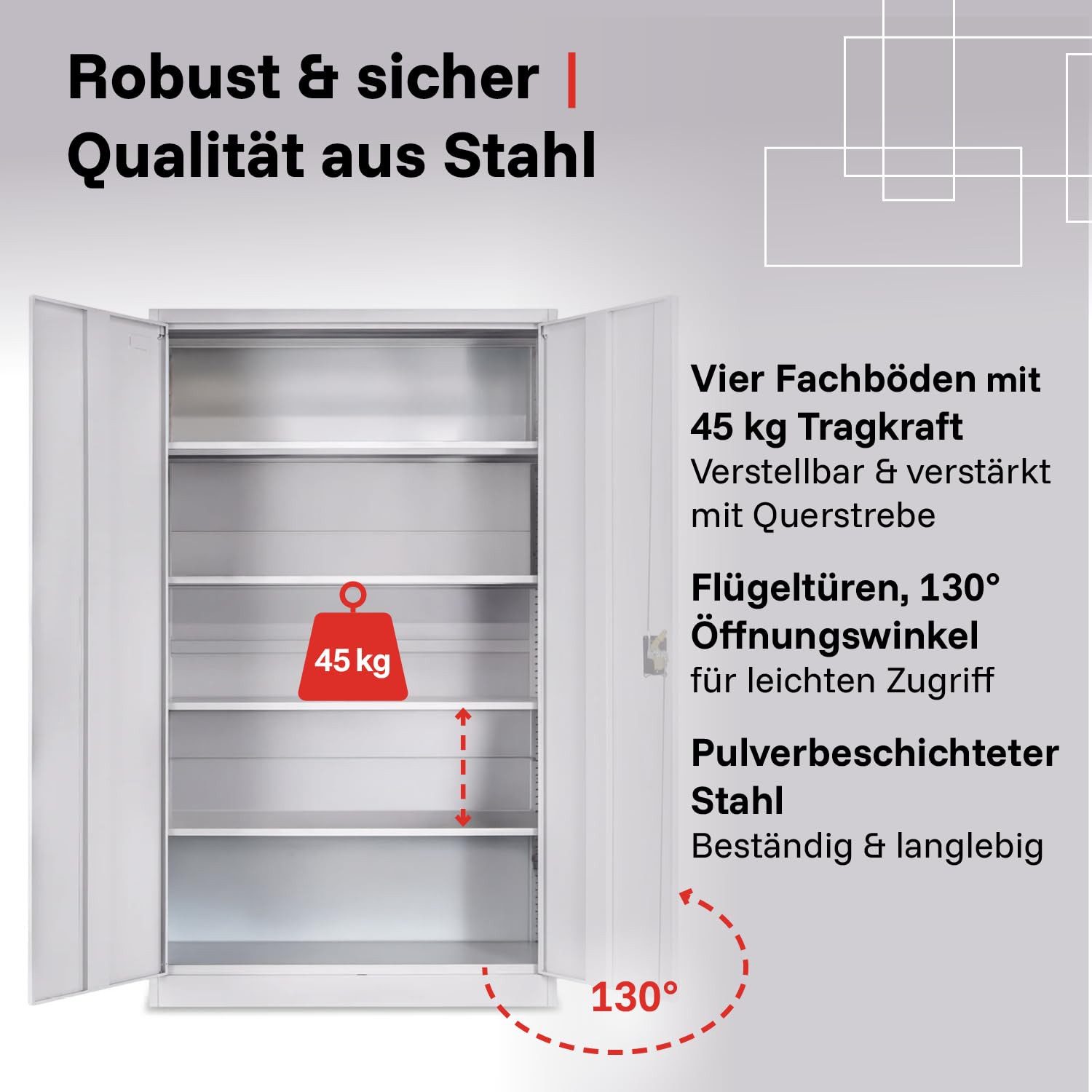 LagerZwei Aktenschrank Mehrzweckschrank 195x100x50 cm (Set, 3-St) abschließbar