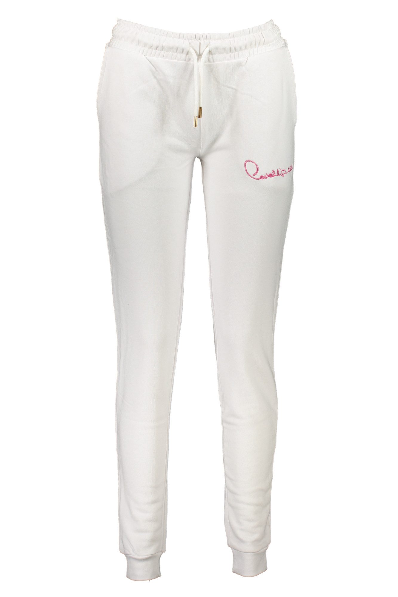 Cavalli Class 5-Pocket-Hose Weiße Damen-Sporthose mit Kordelzug und Stickerei - Komfort & Stil