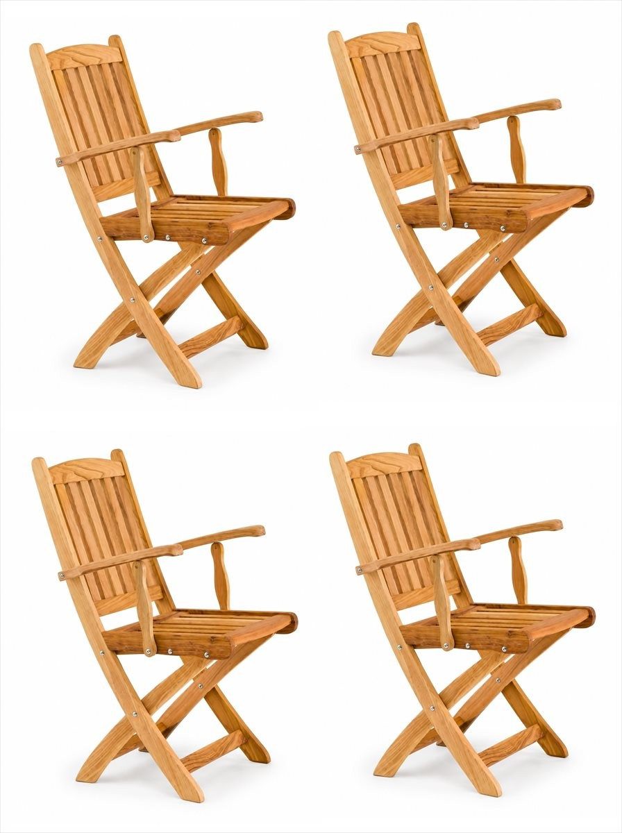 Xlmoebel Klappstuhl Modern Gartenstuhl Natur Holz Klappbar Komfortabel Praktisch Outdoor (4er Set, 4 St)