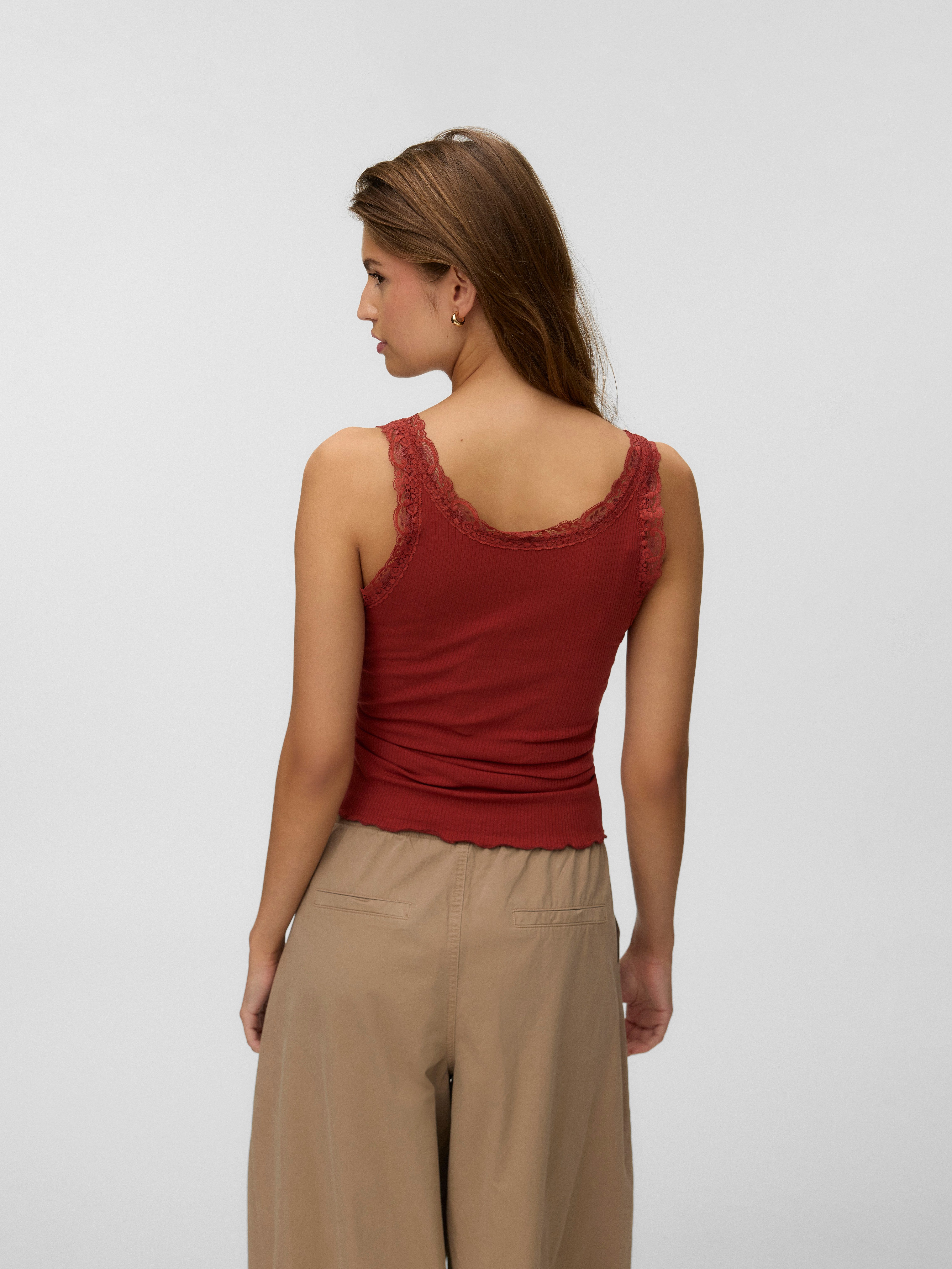 Vero Moda Tanktop VMNANA LACE TANK TOP JRS NOOS Baumwollmischung