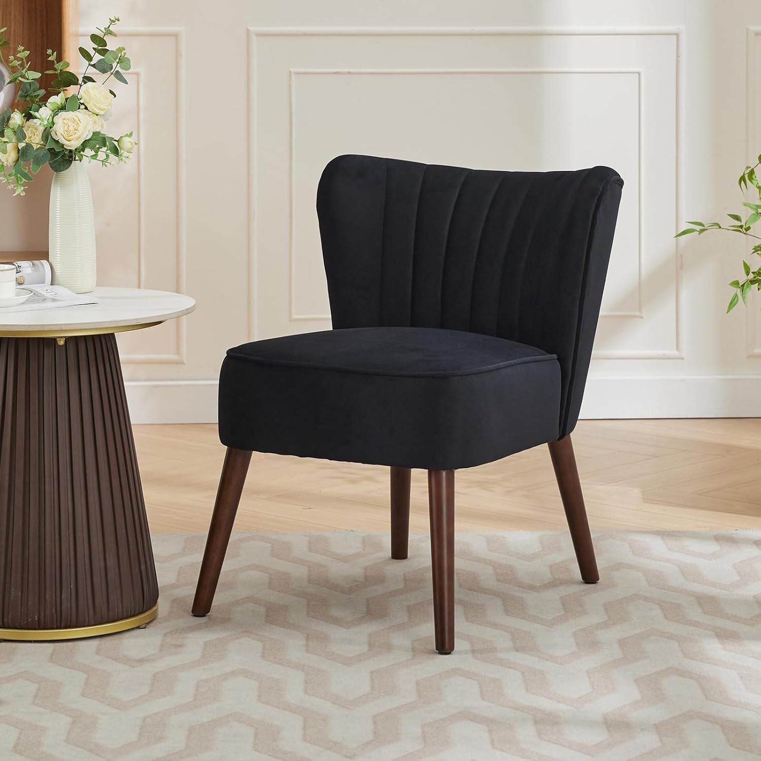 GarveeMore Ohrensessel Samt-Akzentstuhl mit Holzbeinen,Mid-Century Modern W günstig online kaufen