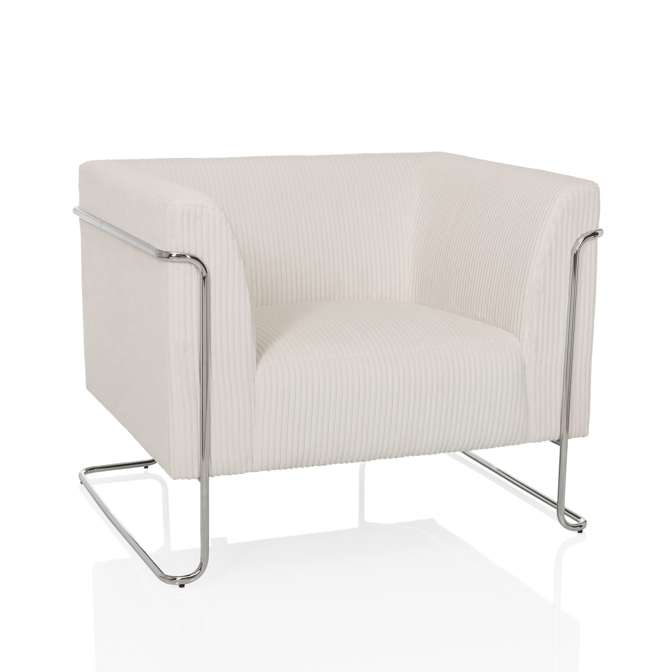 hjh LIVING Loungesessel Loungesessel Curacao Cord Stoff mit Armlehnen, Sessel Fernsehsessel gepolstert mit Metallgestell und Cord-Stoff