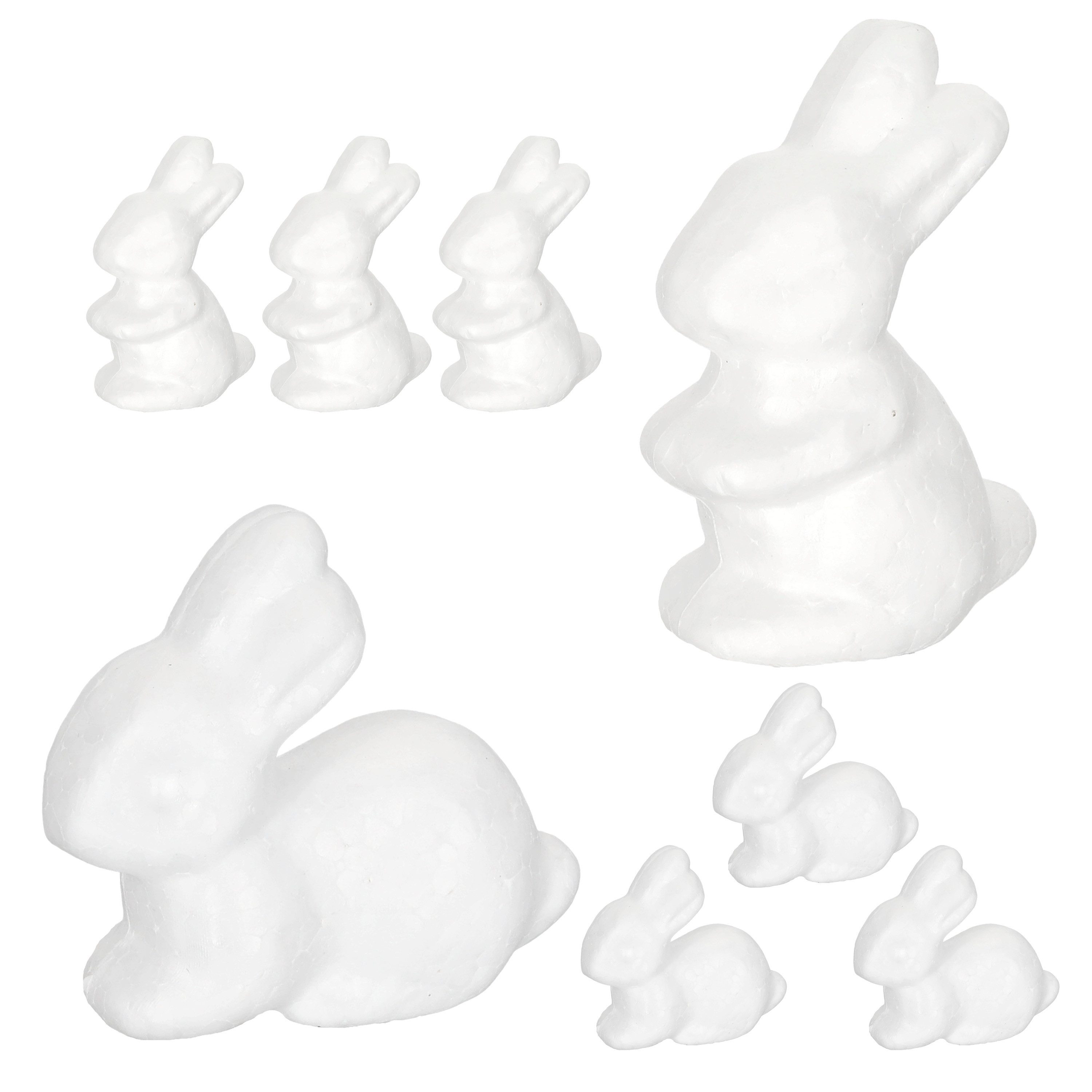 CEPEWA Osterei DIY Osterhase 8er Set zum Bemalen Styropor stehend sitzend Hase Ostern