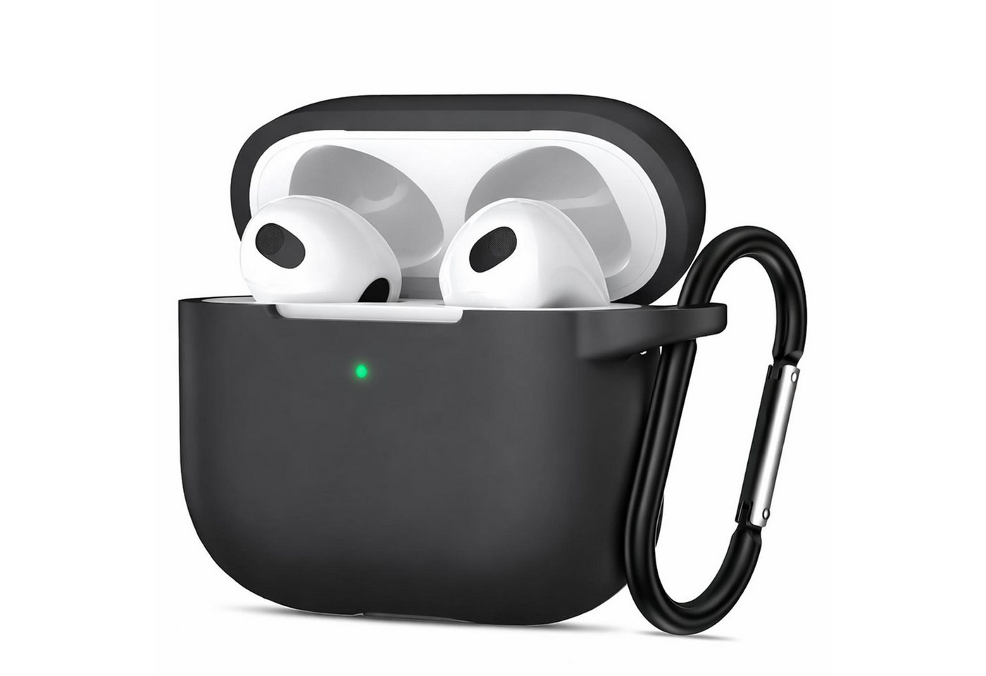 CoolGadget Kopfhörer-Schutzhülle Basic Silikon Hülle für AirPods 3 Schutzhülle mit Karabiner, Soft Touch Case, stoßfest, rutschfest, 360° Schutz, kabellos ladbar