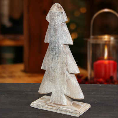 Antikas Weihnachtsfigur Skulptur, Weihnachtsbaum, gekalkt, Tischdeko zu Weihnachten