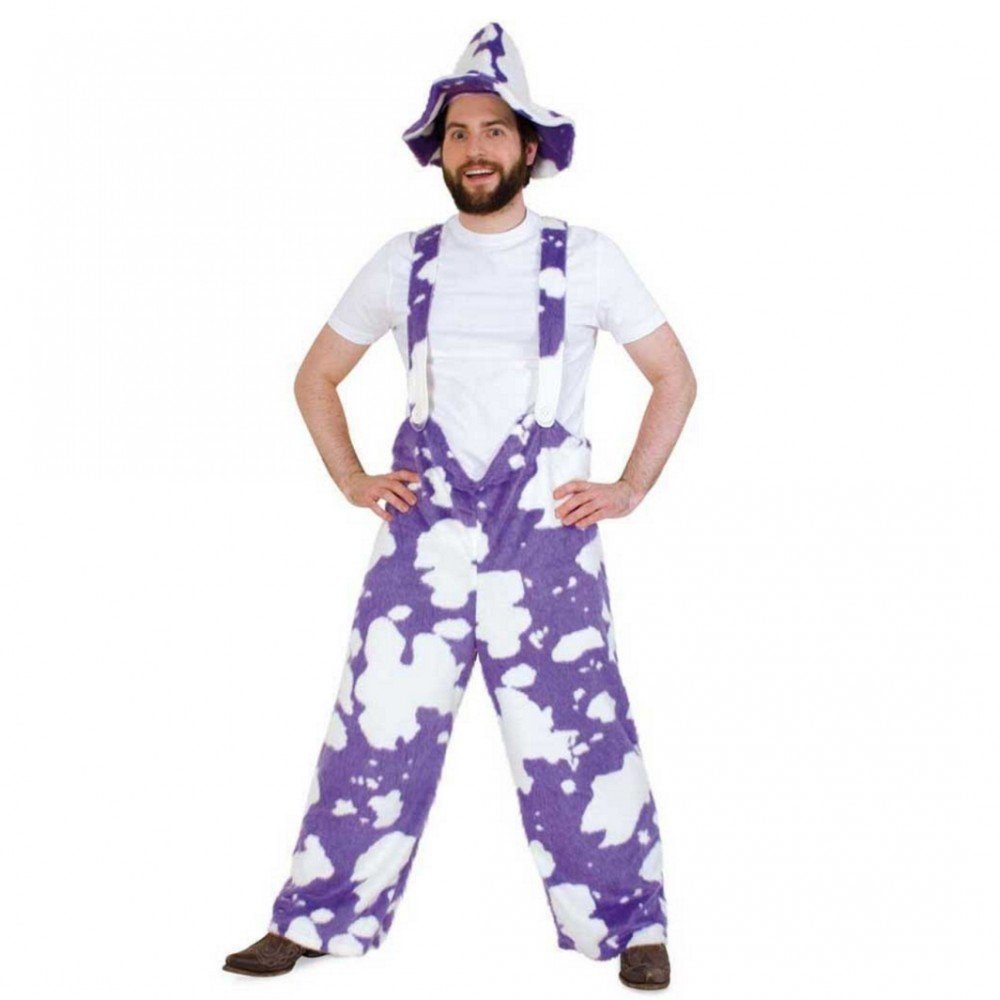 Fries Kostüm Kuh Latzhose Lila-Weiß für Erwachsene günstig online kaufen