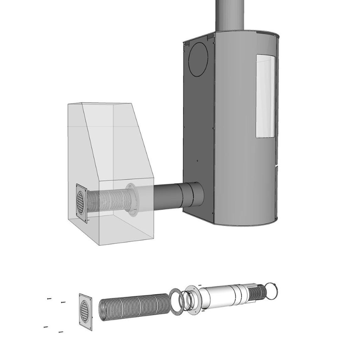 ADURO Kamingarnitur Aduro Frischluftsystem - Kit Ø 80mm