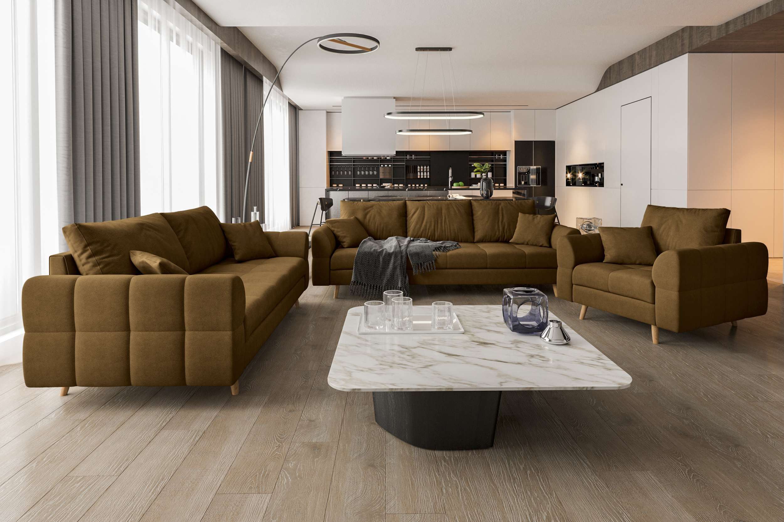 99rooms Polstergarnitur Bello, (Couchgarnitur, Set (3-tlg), günstig online kaufen
