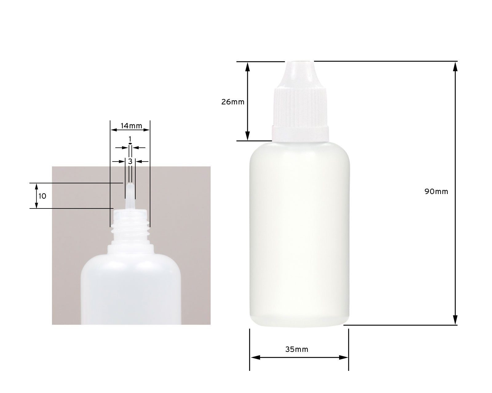 Kanister 100 Plastikflaschen Tropfeinsatz, Deckel LDPE, St) (100 G14, 50 weiß ml
