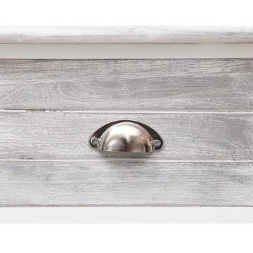furnicato Sideboard Antik-Grau 108x30x76 cm Massivholz Paulownia