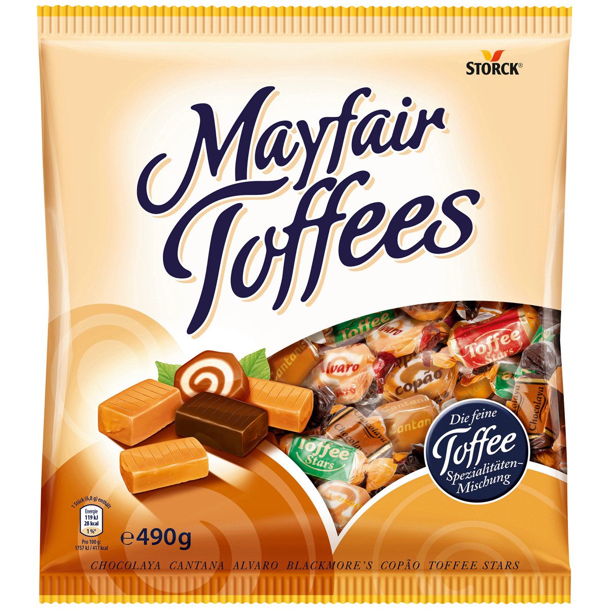 STORCK Süßigkeit, Storck Mayfair Toffees Mischung aus Toffee Spezialitäten 490g
