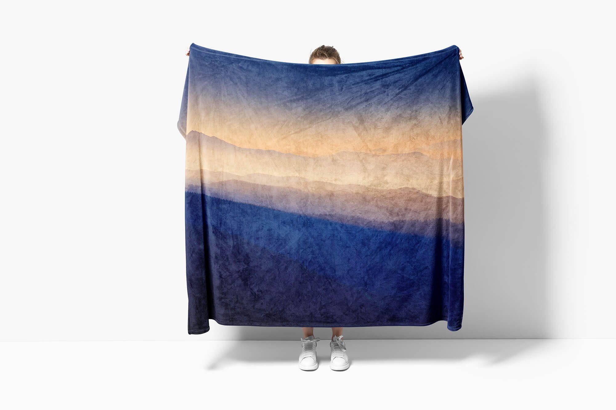 Handtuch Handtuch Art mit Baumwolle-Polyester-Mix Sinus Fotomotiv Natur, Kuscheldecke Saunatuch Handtücher Bergkette (1-St), Friedlich Strandhandtuch