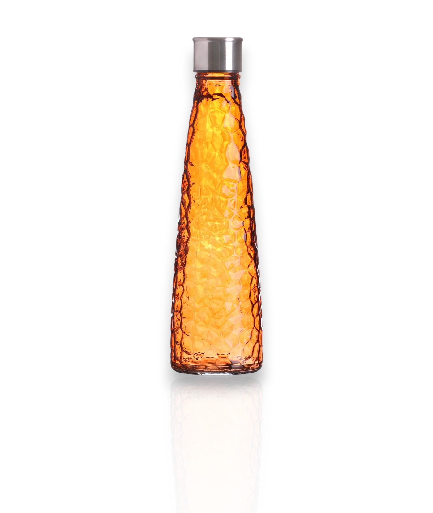 WestCraft Wasserkaraffe Vintage Glas-Wasserflasche 750ml – Diamant – Pastellfarben, orange, (1-tlg), Einzeln oder im Set – luftdicht, wiederverwendbar, stylisch & stilvoll