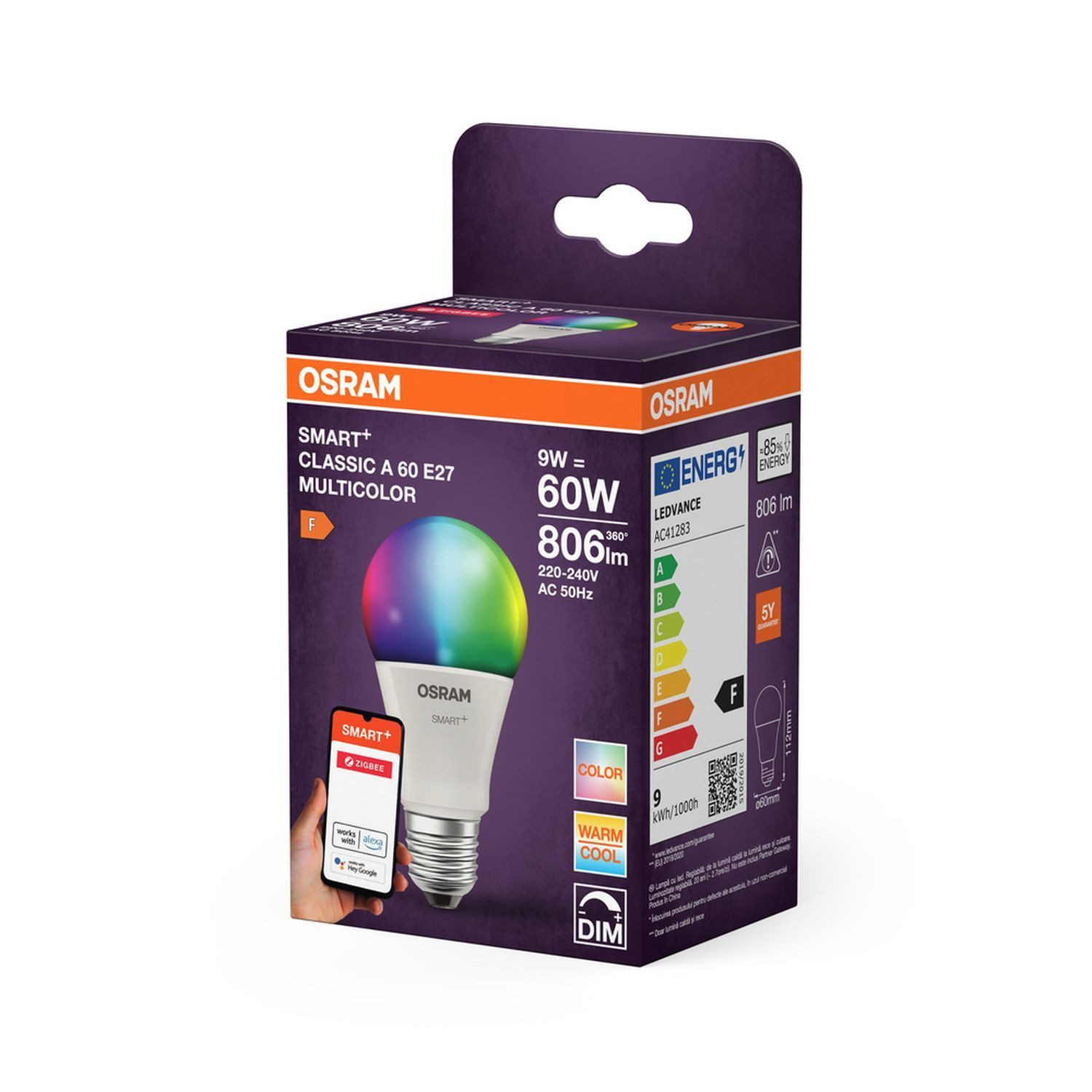 Licht-Erlebnisse LED-Leuchtmittel LAMP, E27, Birne E27 4er Set RGB CCT 806 lm Smart dimmbar Zigbee via App