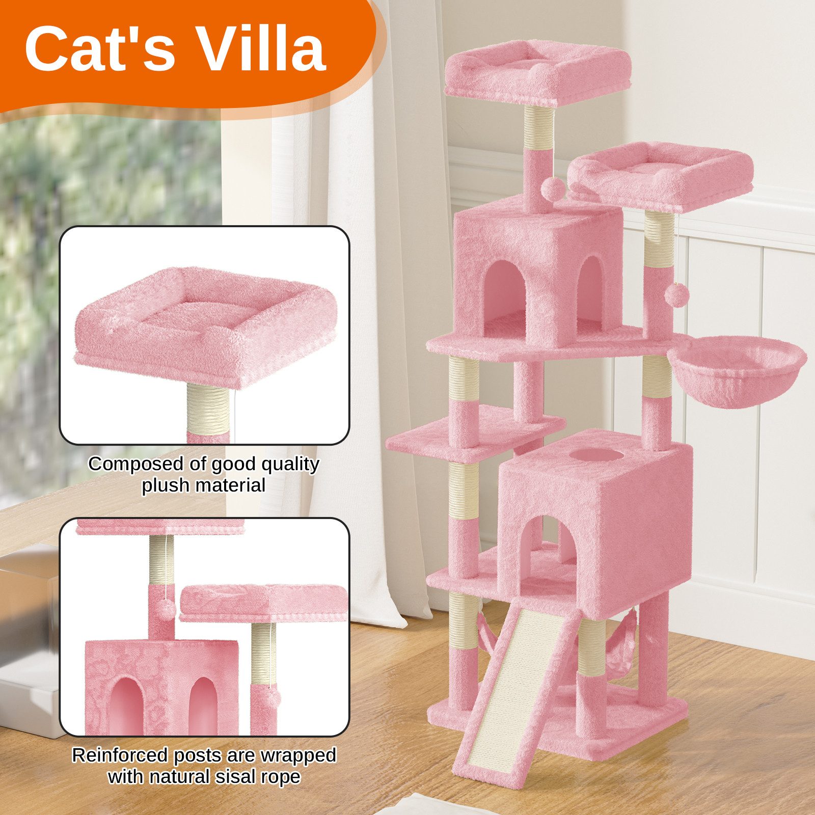 Dogat Kratzbaum Dogat Kratzbaum 158cm Katzenkratzbaum mit Leiter und Schlafplätzen