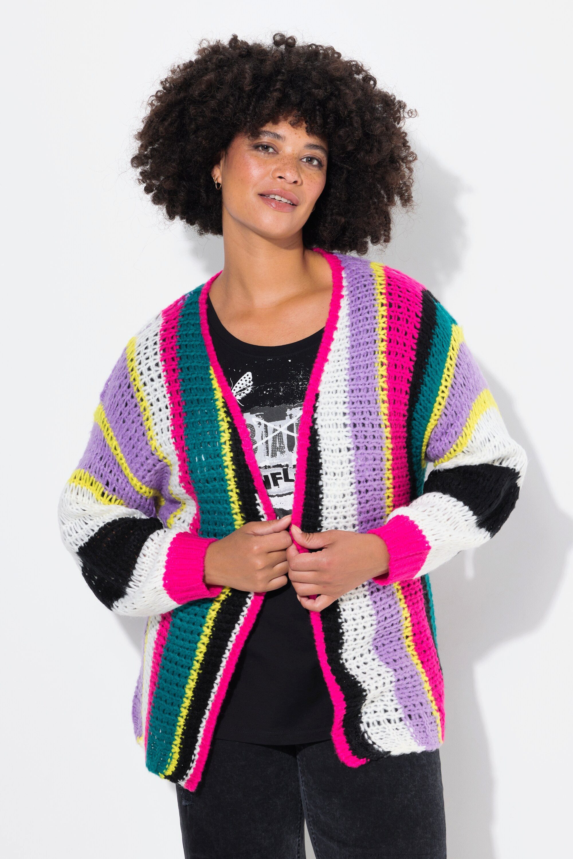 Angel of Style Strickjacke Strickjacke Straight Fit bunten Streifen