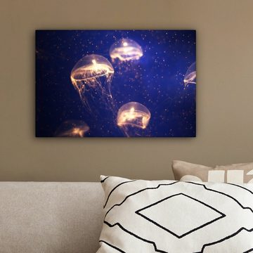 OneMillionCanvasses® Leinwandbild Qualle - Licht - Meer, (1 St), Wandbild Leinwandbilder, Aufhängefertig, Wanddeko, 30x20 cm